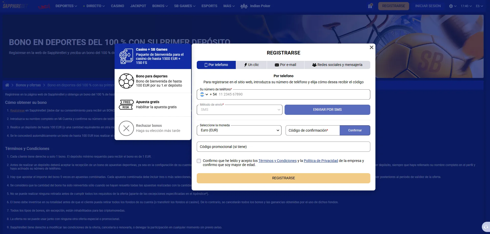 Registro SapphireBet Perú – crea tu cuenta en 3 minutos