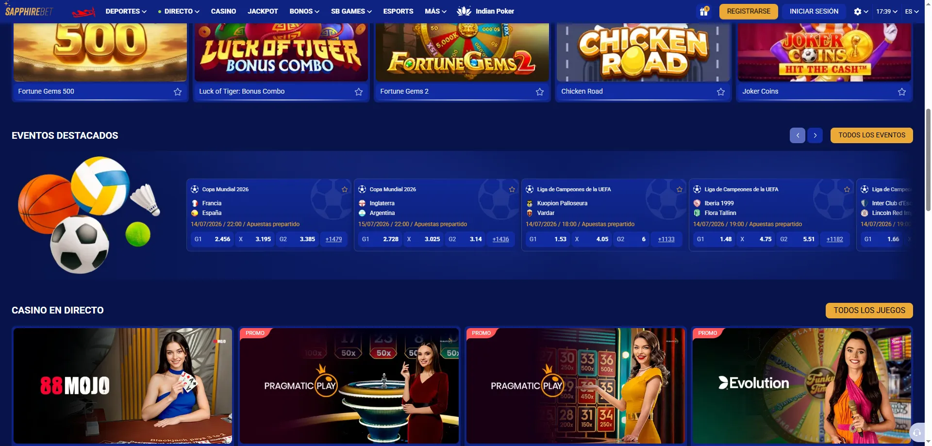 Apuestas deportivas SapphireBet Perú – fútbol, eSports y más de 45 deportes